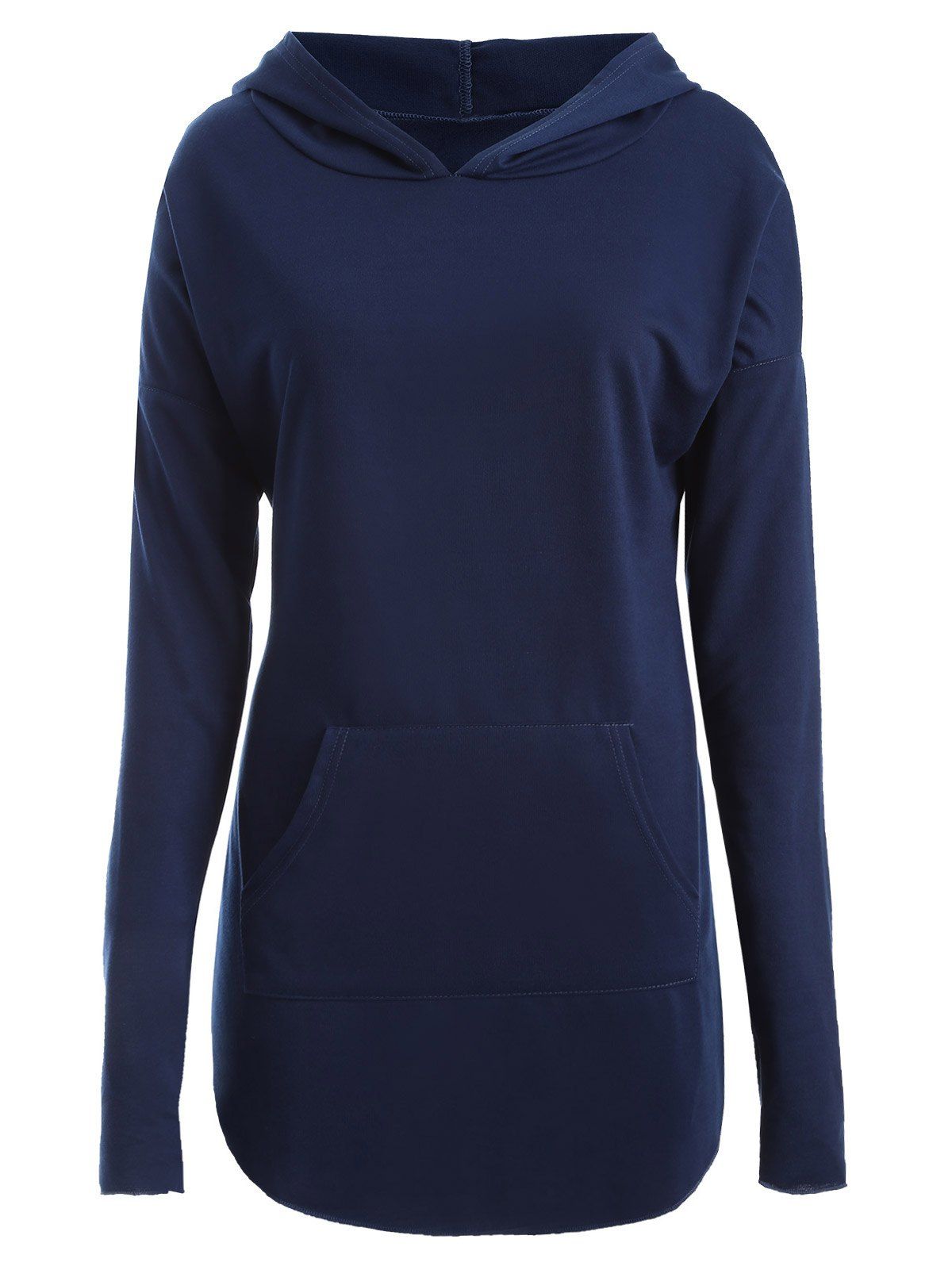 

Plus Size Drop Shoulder with Pocket Hoodie, Purplish blue