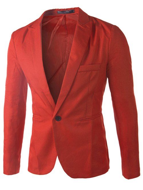 Casual Single Button Collier sur mesure Blazer en couleur solide pour hommes - Rouge 2XL