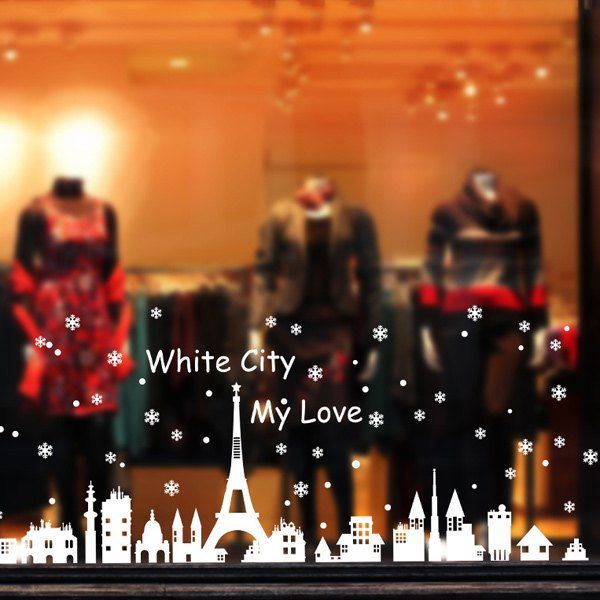 

Christmas White City Removable DIY Festival Wall Stickers