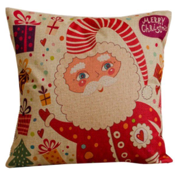 

Decorative Colorful Cartoon Santa Claus Soft Pillow Case, Red