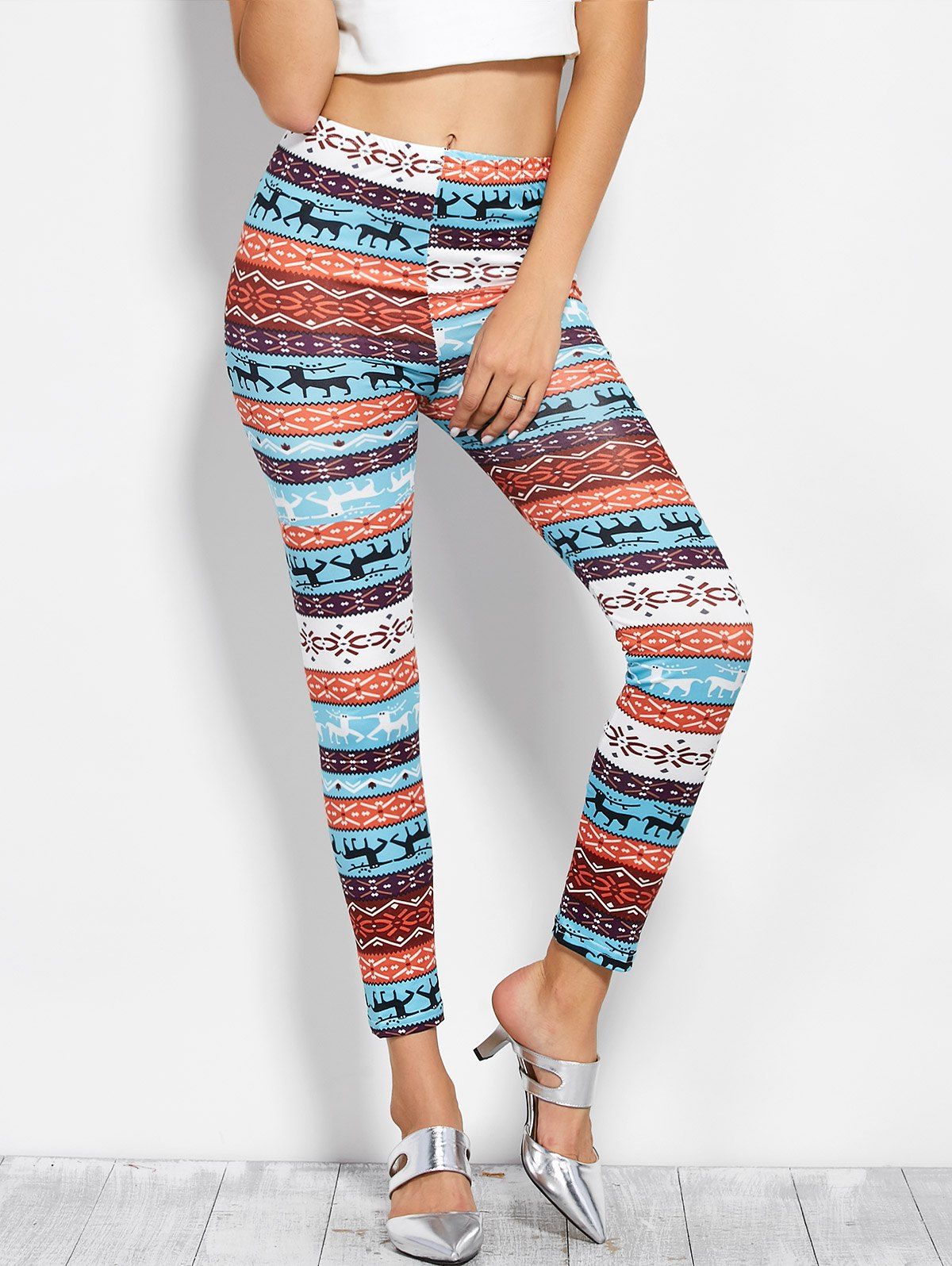 

Deer Print Leggings, Colormix