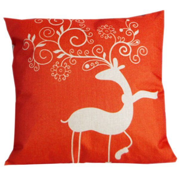 

Soft Festive Christma Deer Sofa Bed Pillow Case, Red