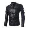 Zip Cuff Pied De Col En Cuir PU Jacket - Noir XL