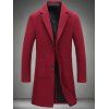 Manteau en Laine à Col Tailleur avec Poches - Rouge vineux XL