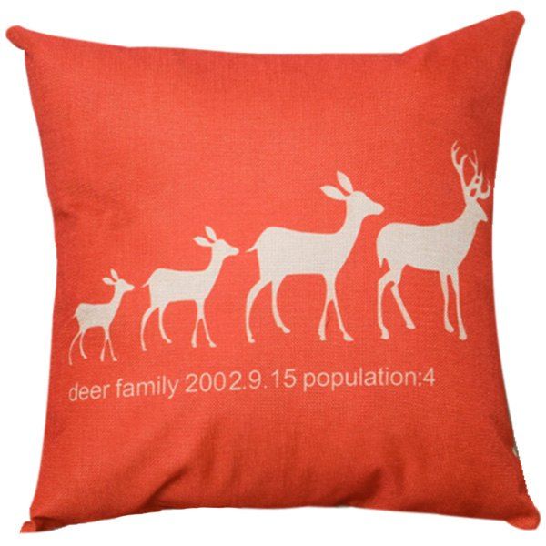 

Soft Festive Christma Deer Family Sofa Bed Pillow Case, Red