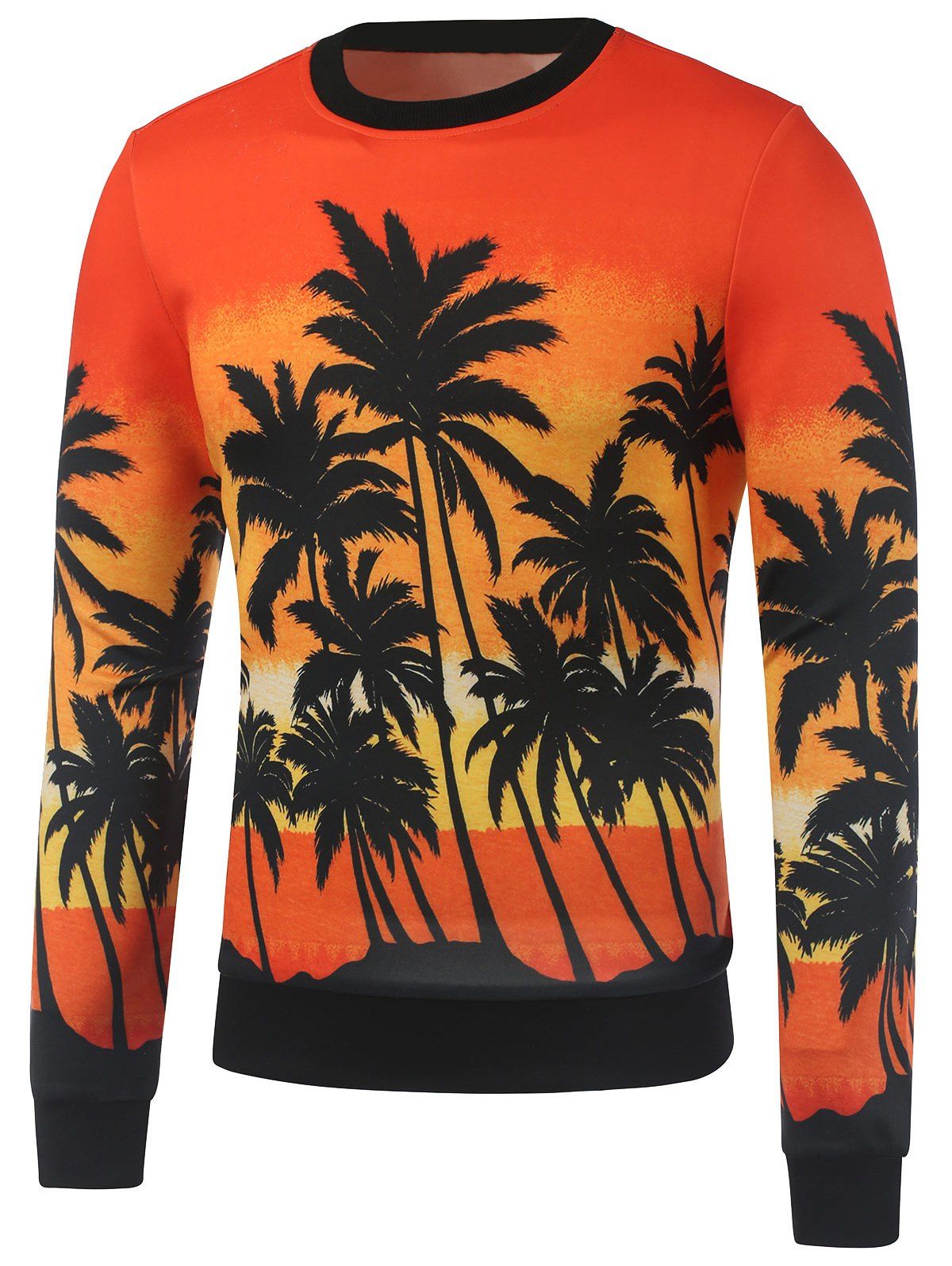 

Crew Neck Coconut Tree Printed Sweatshirt, Orange