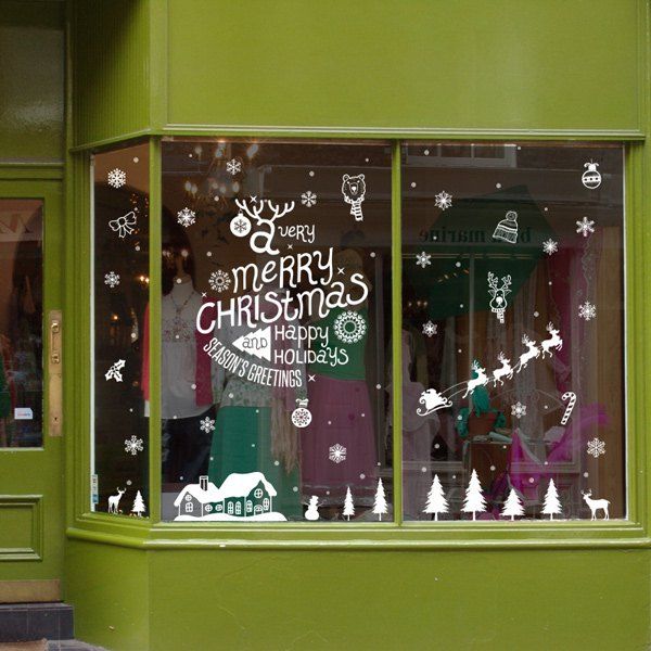 

Merry Christmas DIY Window Removable Decoration Wall Stickers, White