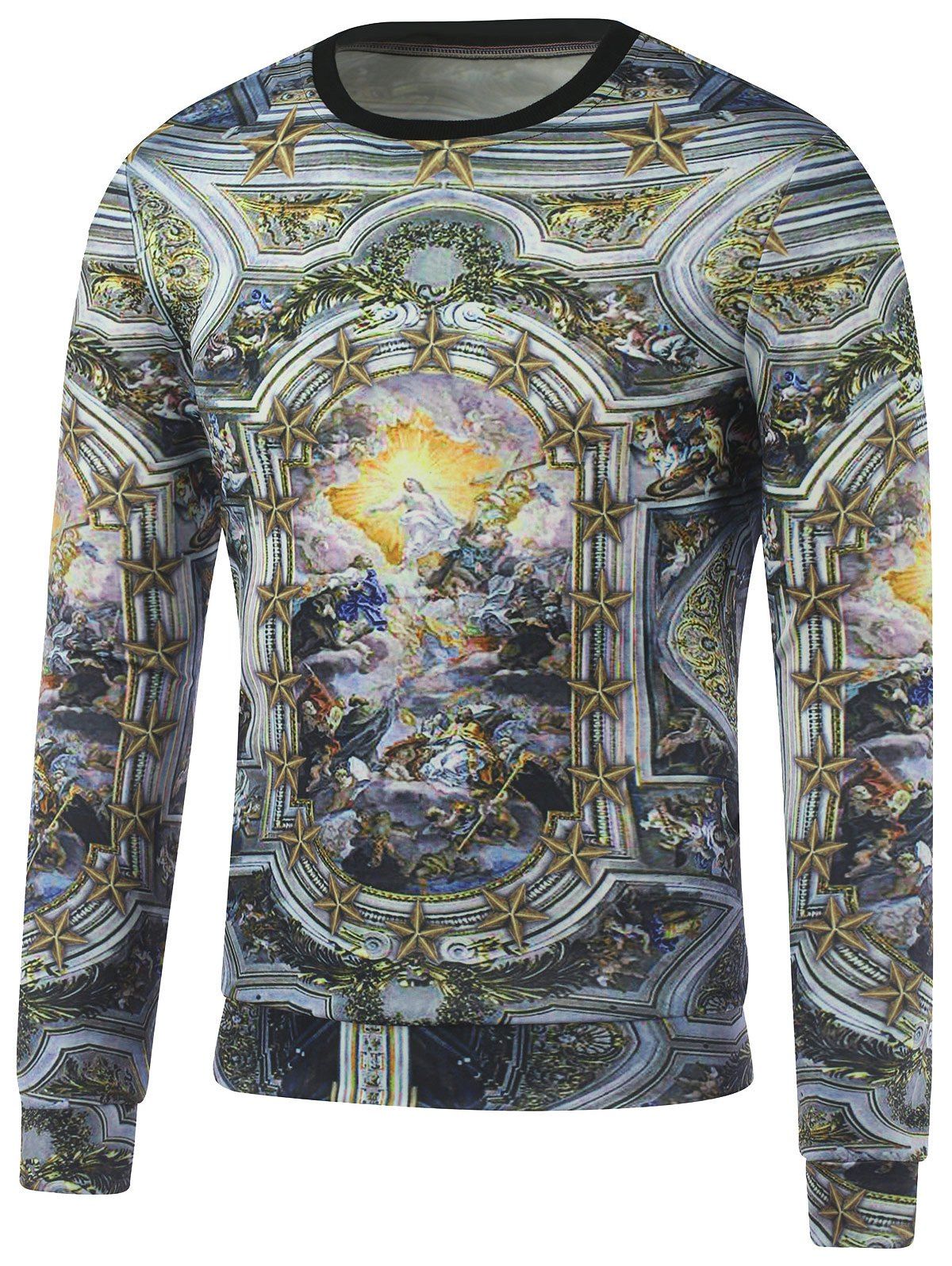 

Crew Neck 3D Religious Printed Sweatshirt, Golden
