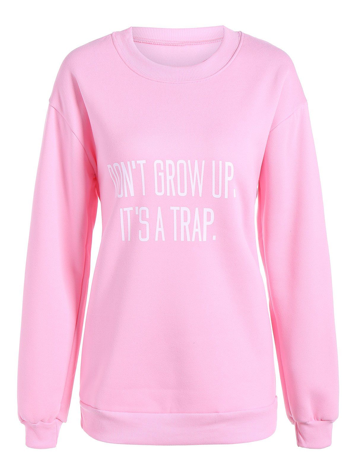 

Casual Letter Print Fleece Sweatshirt, Pink