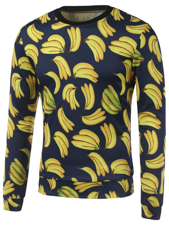 Ras du cou All Over Bananes Print Sweatshirt - Jaune XL