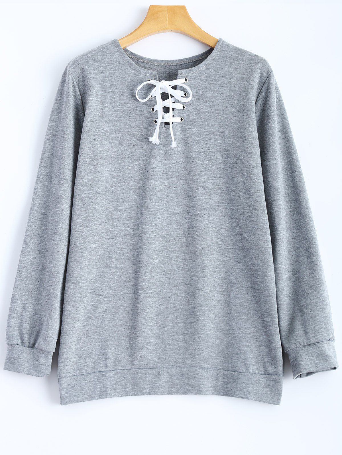 

Lace-Up Casual Sweatshirt, Gray