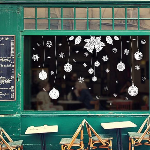 Autocollants de Noël de flocon de neige Pendentifs amovible bricolage Mur Fenêtre - Blanc 