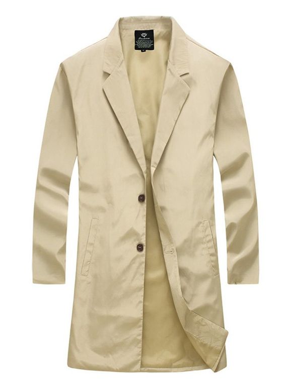 Manteau avec patte de boutonnage et col à revers poche latérale à la taille - Kaki M
