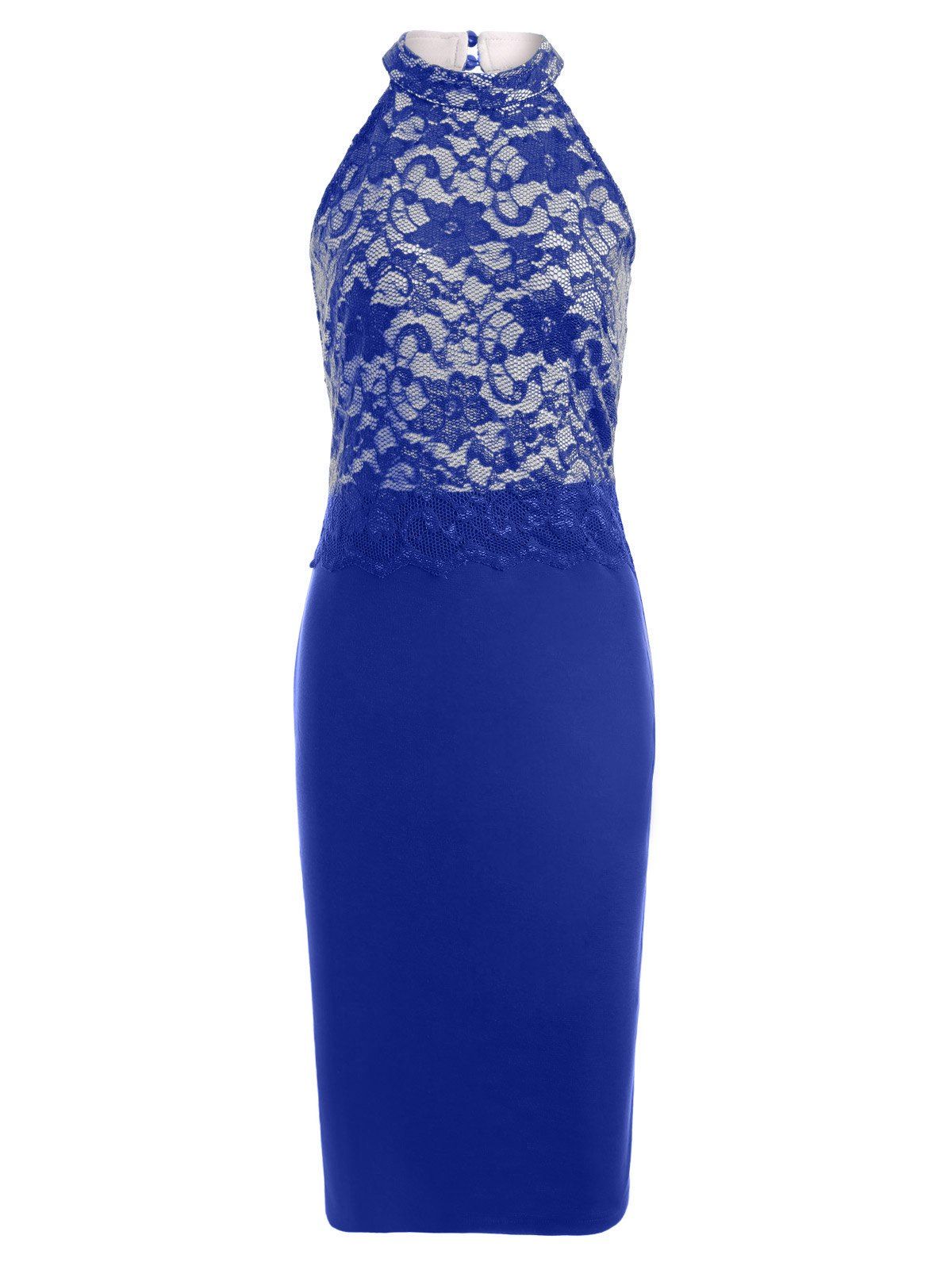 

Cut Out Lace Panel Bodycon Tight Dress, Blue