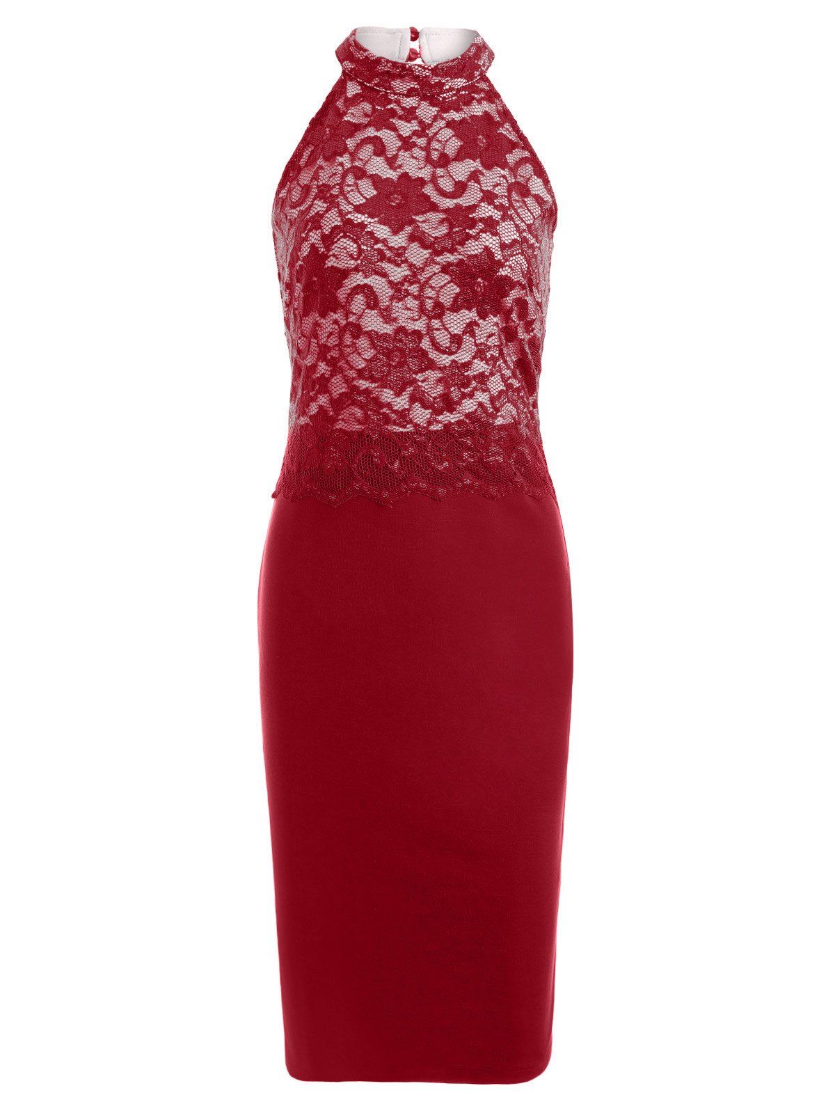 

Cut Out Lace Panel Bodycon Tight Dress, Bordeaux