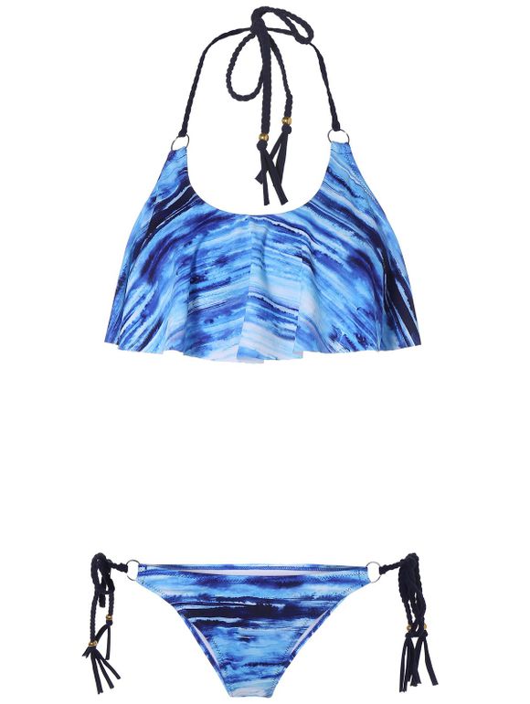 Halter rembourrée Lace Up Bikini - Bleu XL