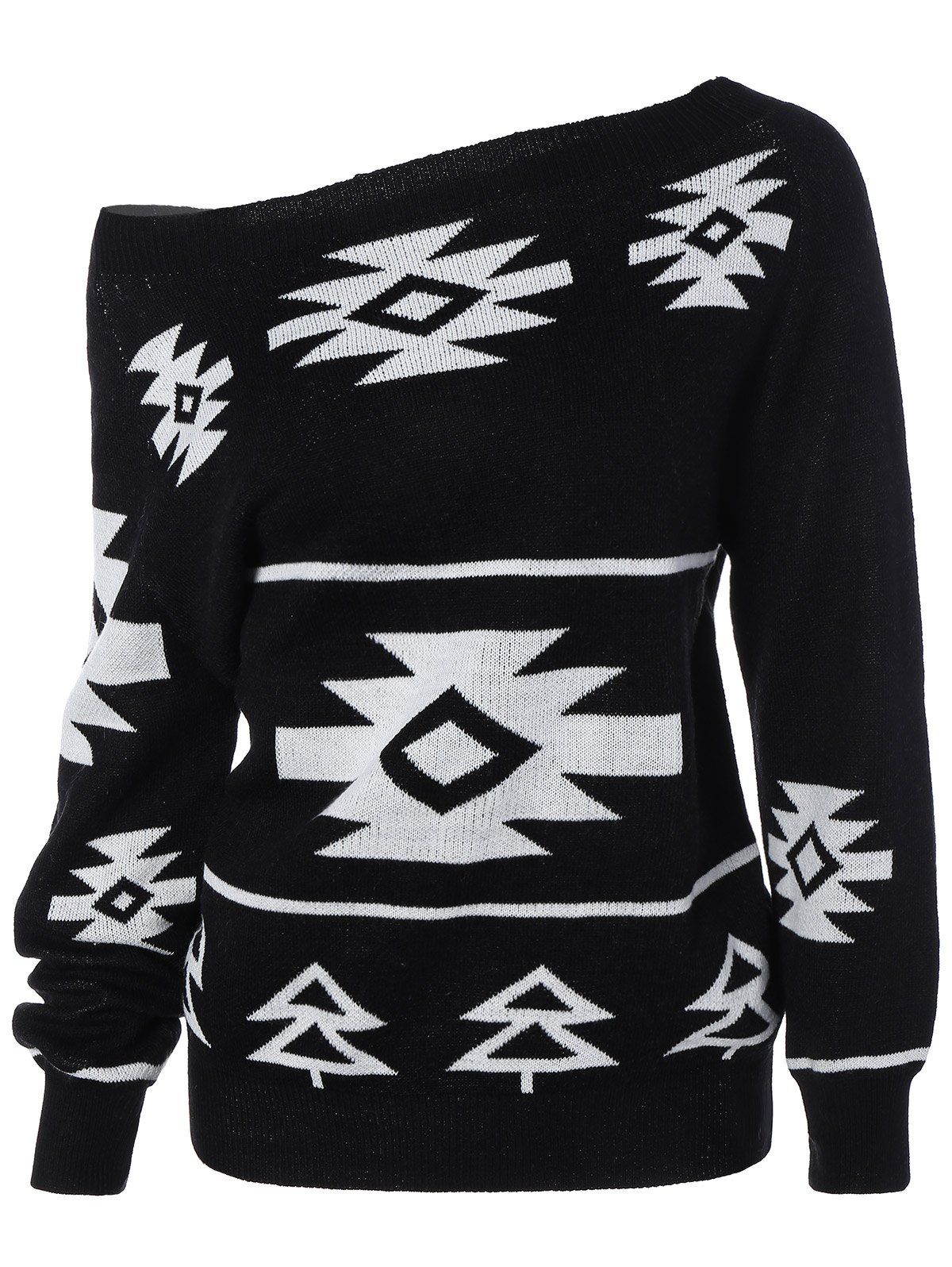 [41% OFF] 2021 Long Sleeve Geometric Pullover Convertible Sweater In ...