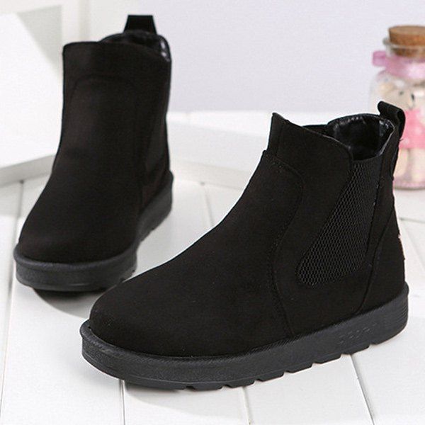

Elastic Band Splice Snow Boots, Black