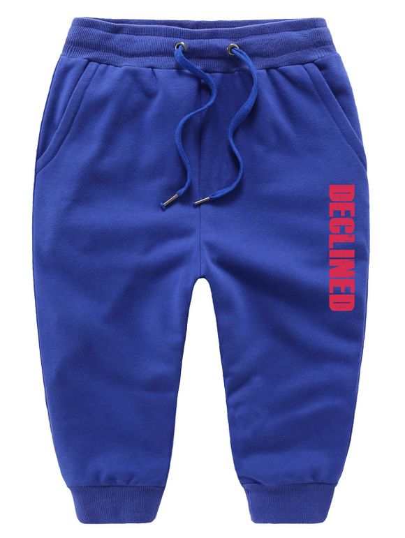 Pantalon de sport en lettres imprmées avec cordon de serrage aux enfants - Bleu 110