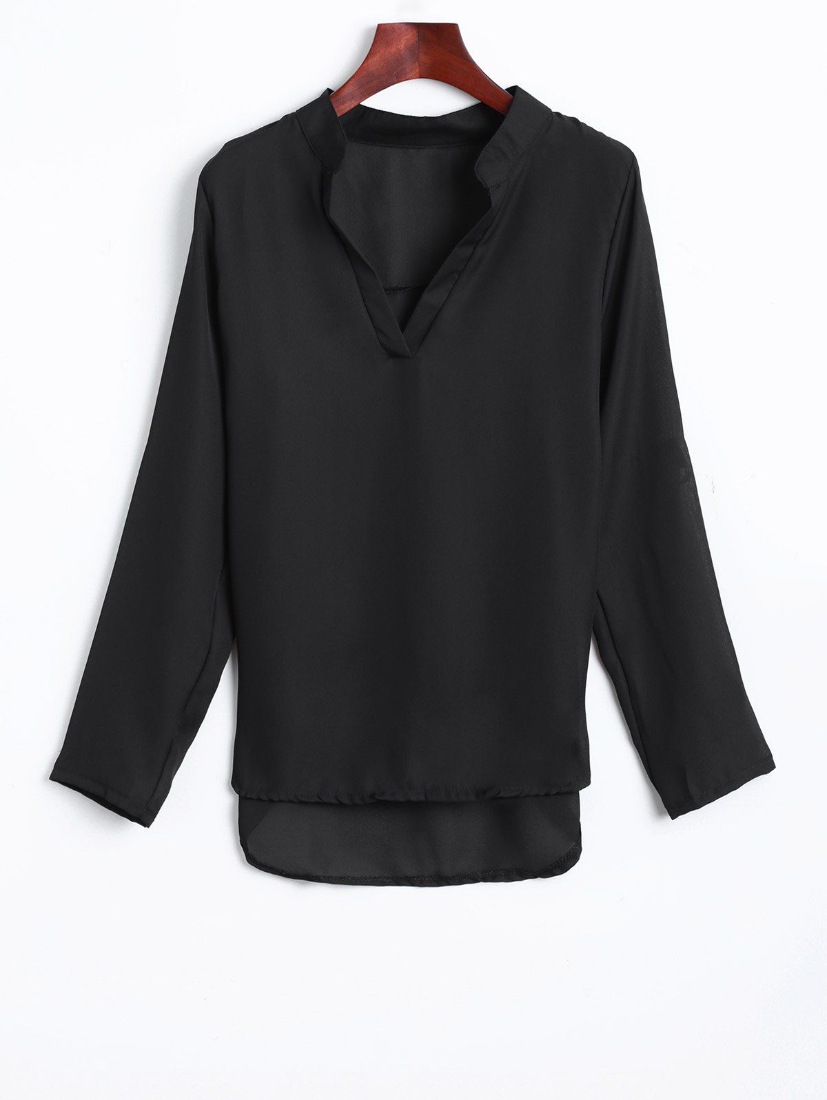 

Loose Fit High Low Chiffon Tunic Blouse, Black