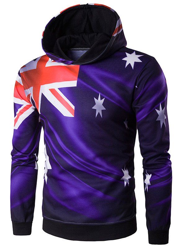 

3D Flag of Australia Print Hoodie, Deep purple