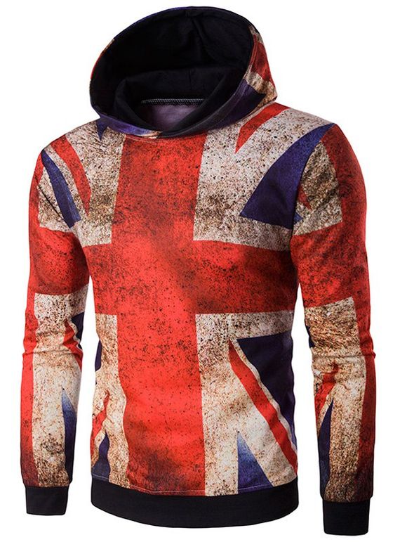 Sweat à capuche imprimé de drapeau 3D rouillé d'Angleterre - multicolore L