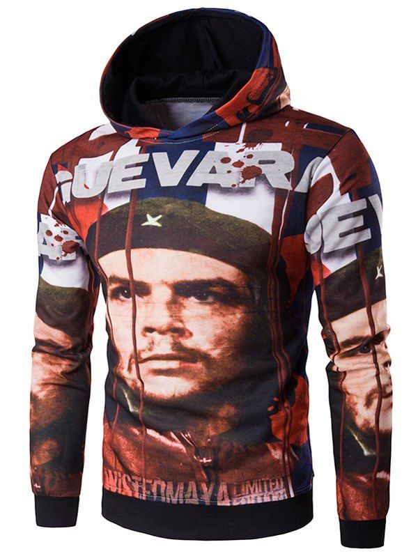 

3D Soldier Print Hooded Hoodie, Colormix