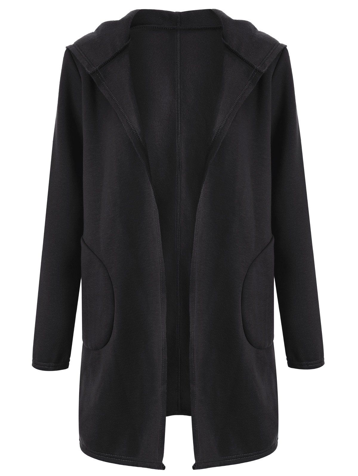 

Big Pocket Hooded Long Cardigan, Black