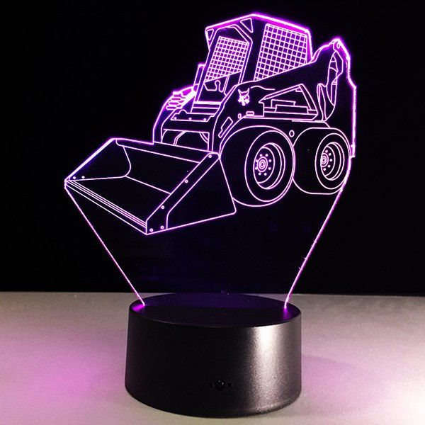 

3D Bulldozer 7 Color Touch Changing Night Light, Transparent
