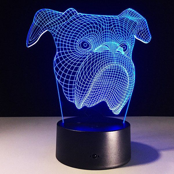 

3D Dog Head 7 Color Touch Changing Night Light, Transparent