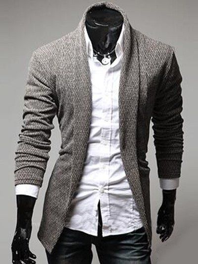 

Slimming Turndown Collar Knitting Cardigan, Coffee