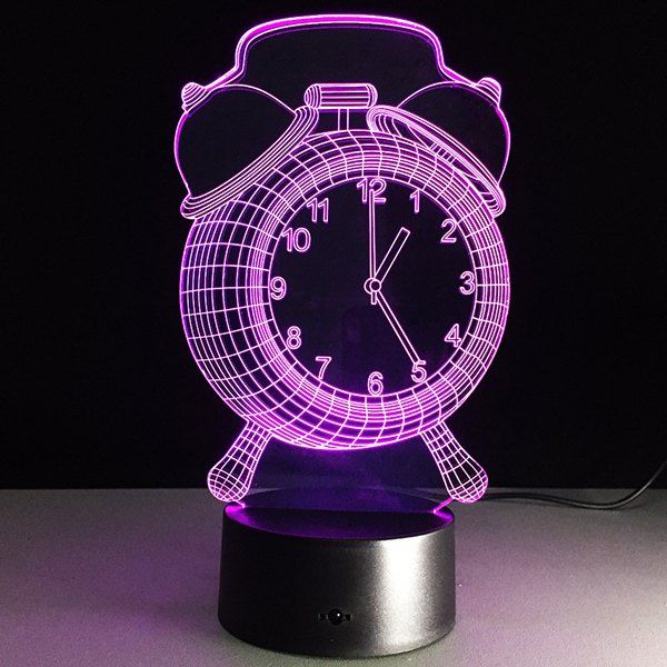 

3D Clock 7 Color Touch Changing Night Light, Transparent