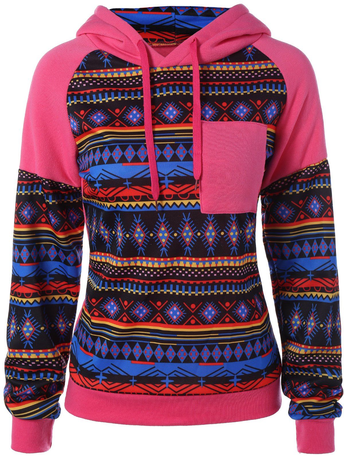 [17% OFF] 2020 Tribal Aztec Print Hoodie In PINK | DressLily