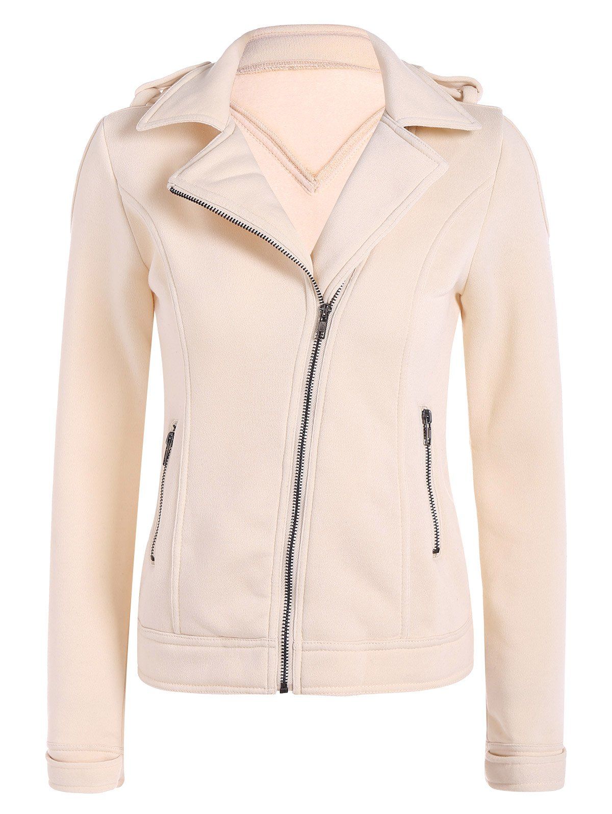 

Cotton Zip-Up Thickening Winter Jacket, Apricot