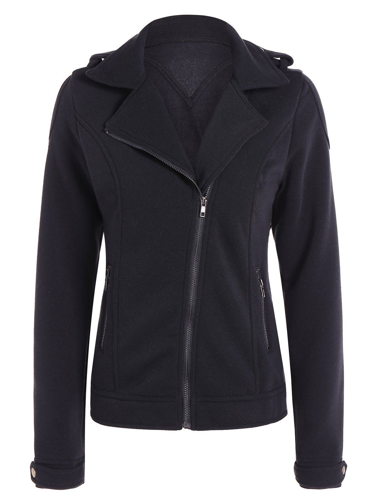 

Cotton Zip-Up Thickening Winter Jacket, Black