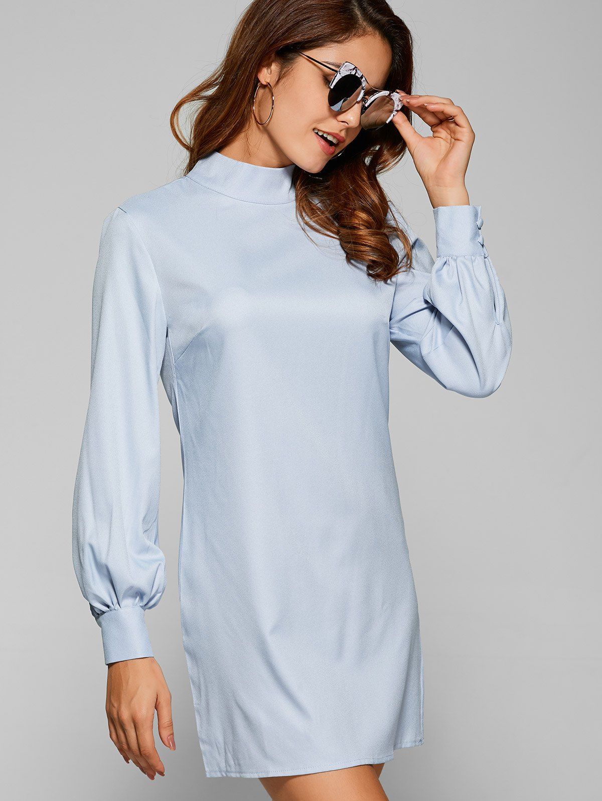 

Cut Out Long Sleeve Chiffon Shift Dress, Spa