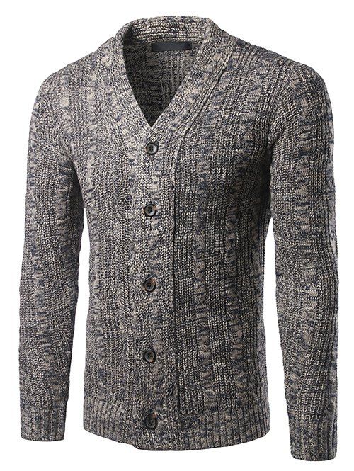 

Single-Breasted V-Neck Knit Blends Cardigan, Gray