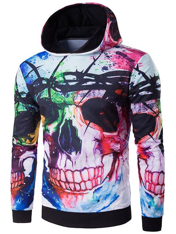 Sweat-shirt à Capuche d'Halloween imprimé de crâne en 3D - multicolore M