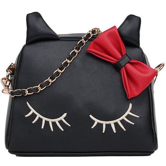 Cat Shape mignon et Bow design Femmes  's Sac bandoulière - Noir 
