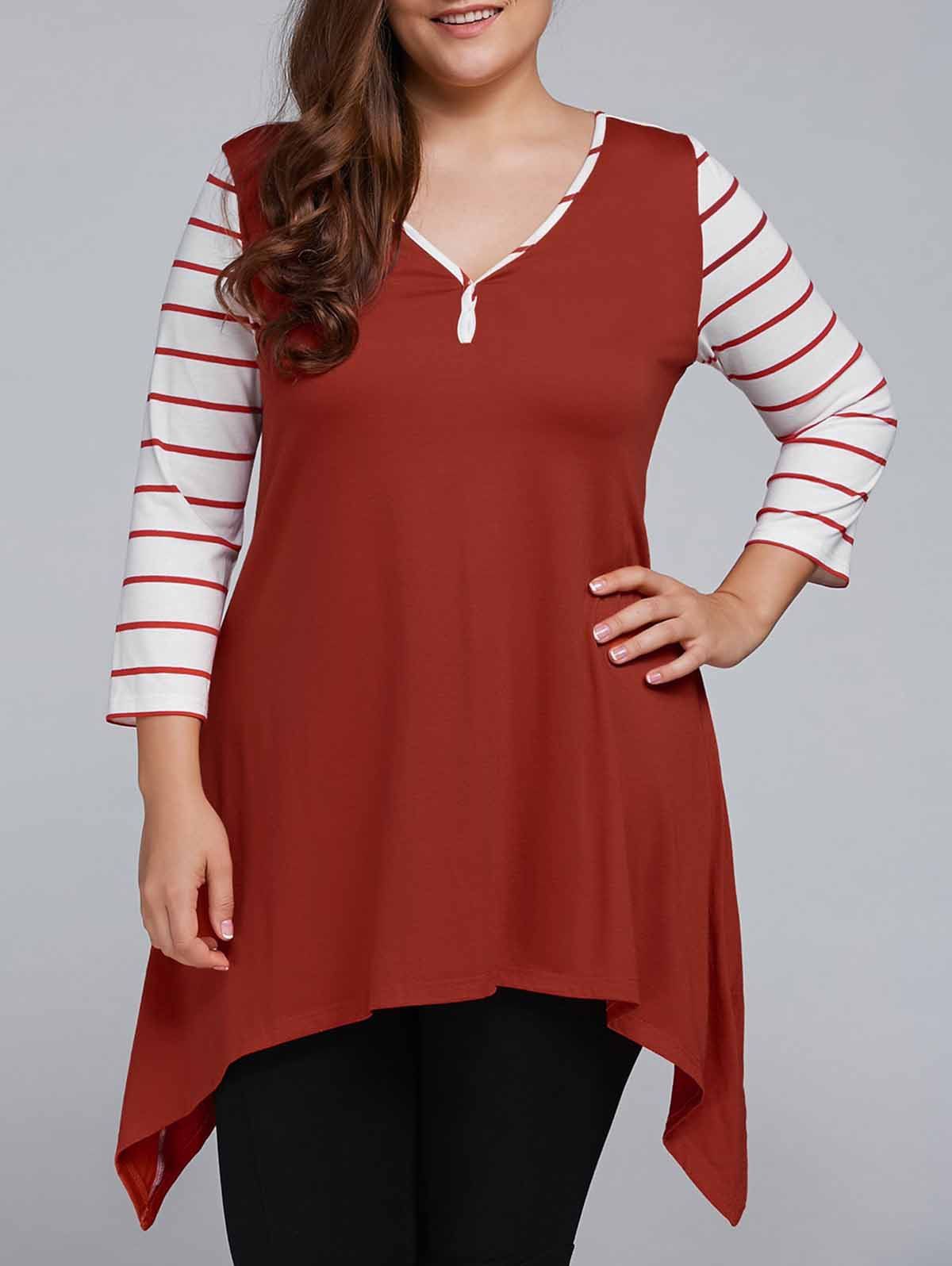 striped plus size shirt