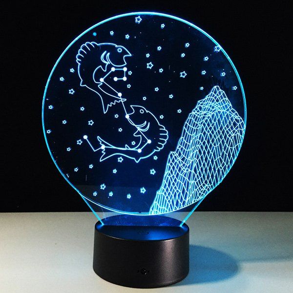 

3D Visual 7 Color Changing Pisces Shape Touch LED Night Light, Colorful