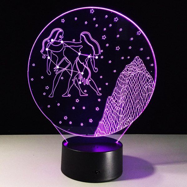 

3D Visual 7 Color Changing Gemini Shape Touch LED Night Light, Colorful