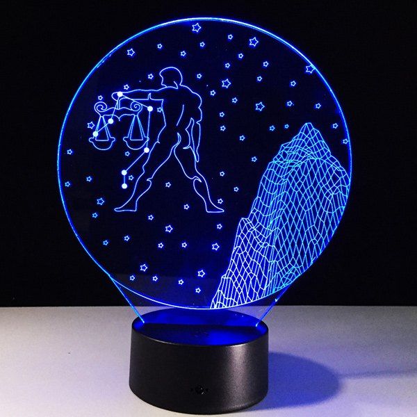 

3D Visual 7 Color Changing Libra Shape Touch LED Night Light, Colorful