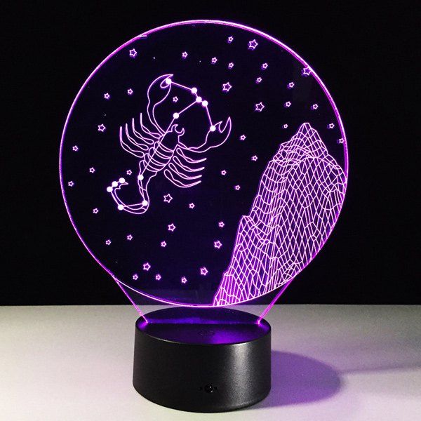 

3D Visual 7 Color Changing Scorpio Shape Touch LED Night Light, Colorful