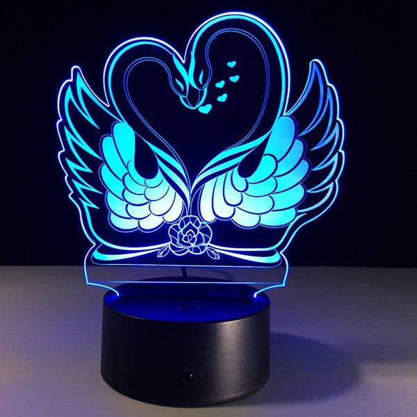 

3D Visual 7 Color Changing Swan Shape Touch LED Night Light, Colorful