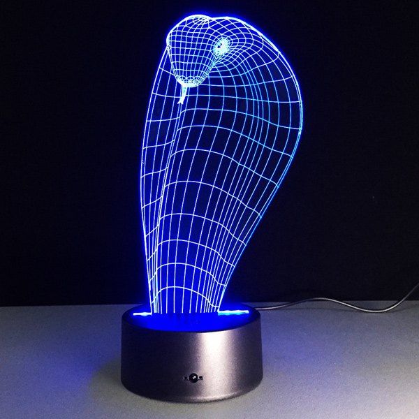

3D Visual 7 Color Changing Boa Shape Touch LED Night Light, Colorful