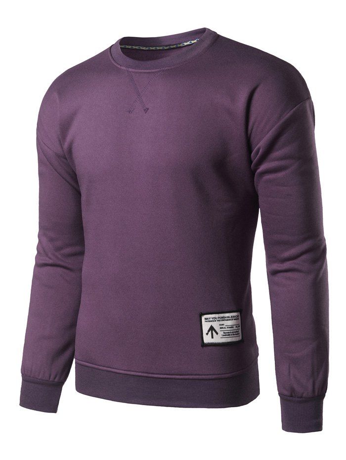 

Crew Neck Patch Design Sweatshirt, Dahlia