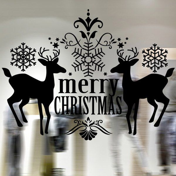 

Christmas Deer Removable Waterproof Room Decor Wall Stickers, Black