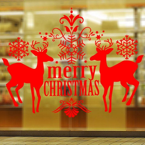 

Christmas Deer Removable Waterproof Room Decor Wall Stickers, Red