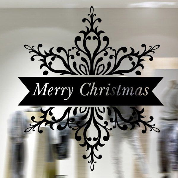 

Merry Christmas Banner Removable Window Decor Wall Stickers, Black